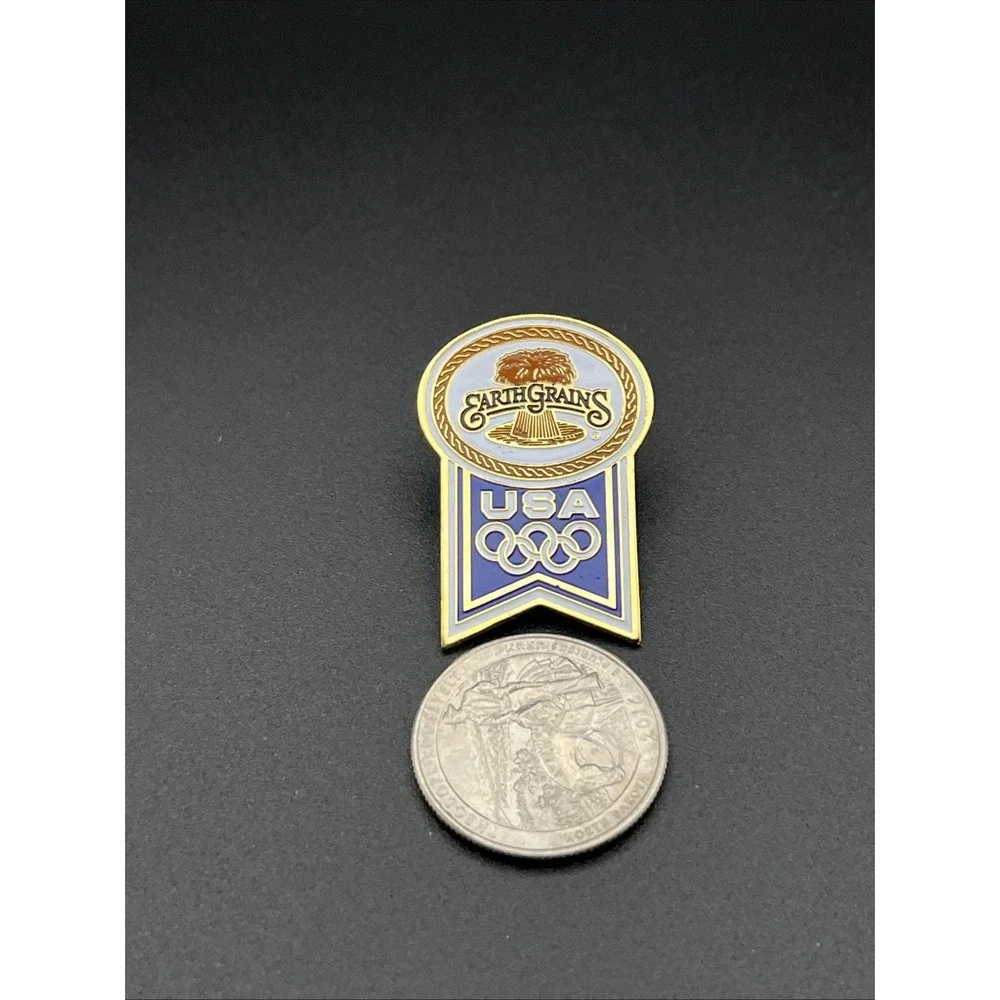 Vintage Olympic Games Earth‎ Grains Team USA Sponsor Lapel Hat Pin